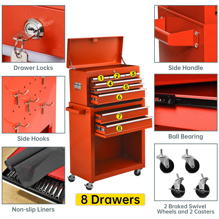 8 drawer hot sale rolling tool chest